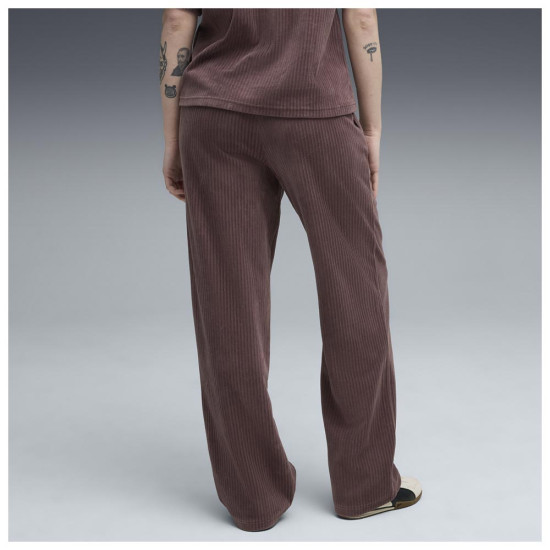 Puma Γυναικείο παντελόνι φόρμας Essentials Elevated Velour Rib Straight Leg Pants